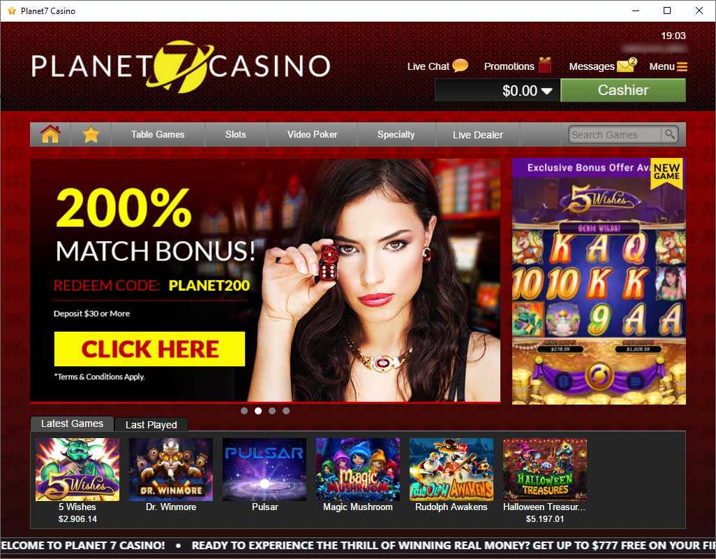 planet 7 online casino login