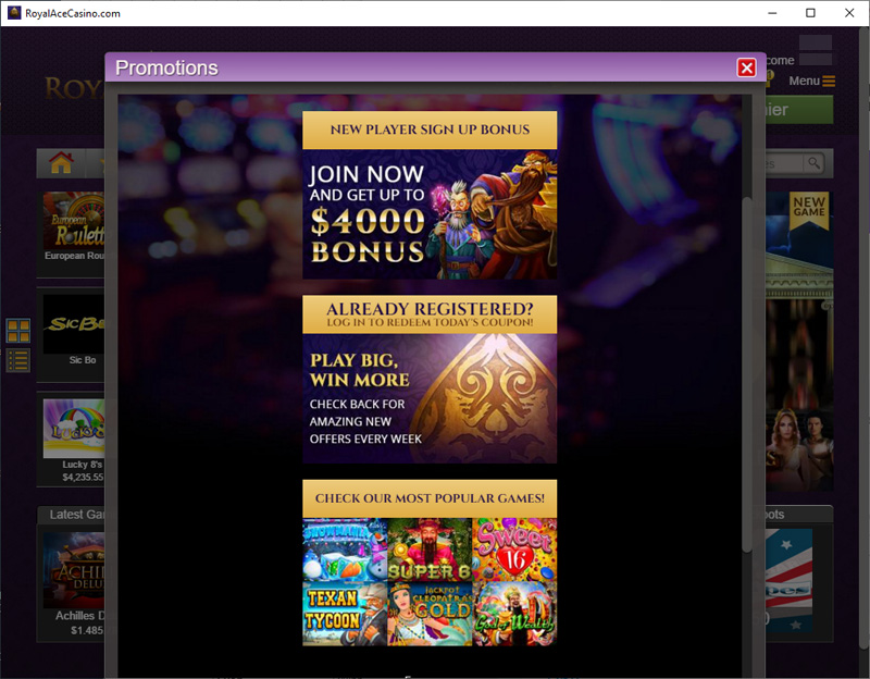 royal ace casino coupon code