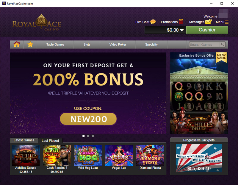 royal ace casino code 2000