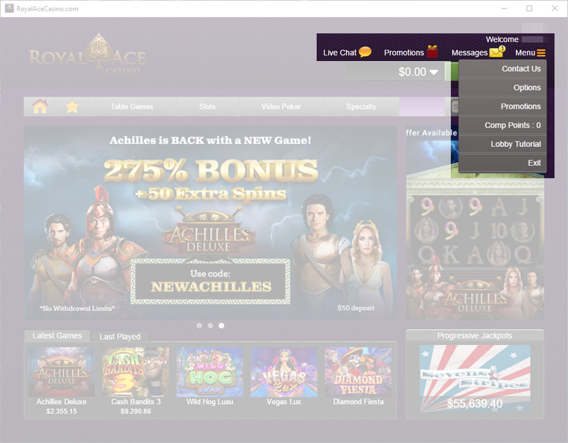 royal ace casino new player code